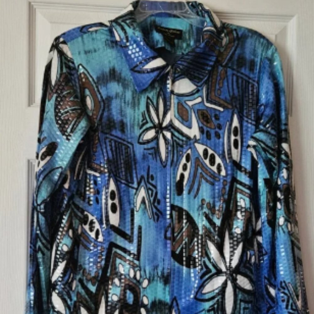 Vintage Jackets Galore Graphic Print Full Zip Lightweight Jacket Women (L)